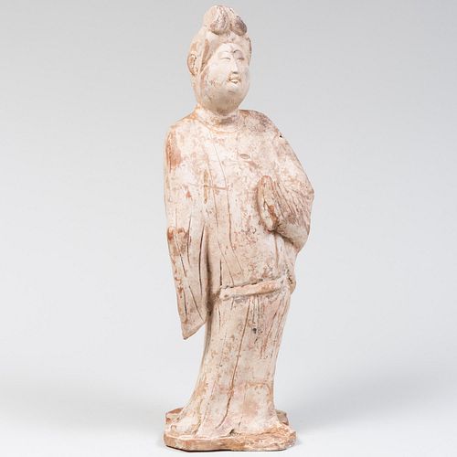 CHINESE PAINTED POTTERY FIGURE OF A