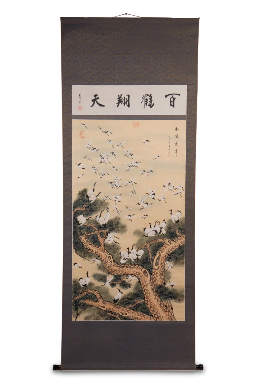 CHINESE PAINTED SCROLL, "THOUSAND