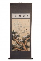 CHINESE PAINTED SCROLL, "THOUS