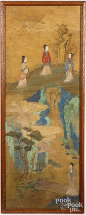 CHINESE PAINTED SILK PANELChin