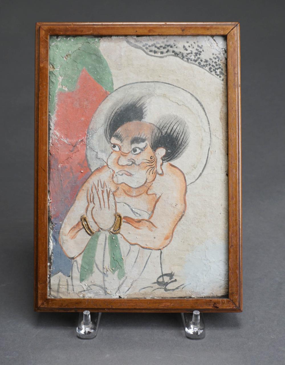 CHINESE PAINTED STUCCO PANEL OF
