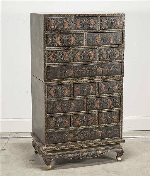 Chinese painted wood stacking