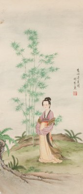 Chinese painting: Lady standin