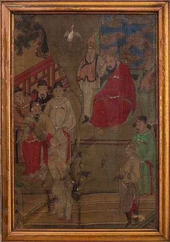 CHINESE PAINTING ON SILK WITH