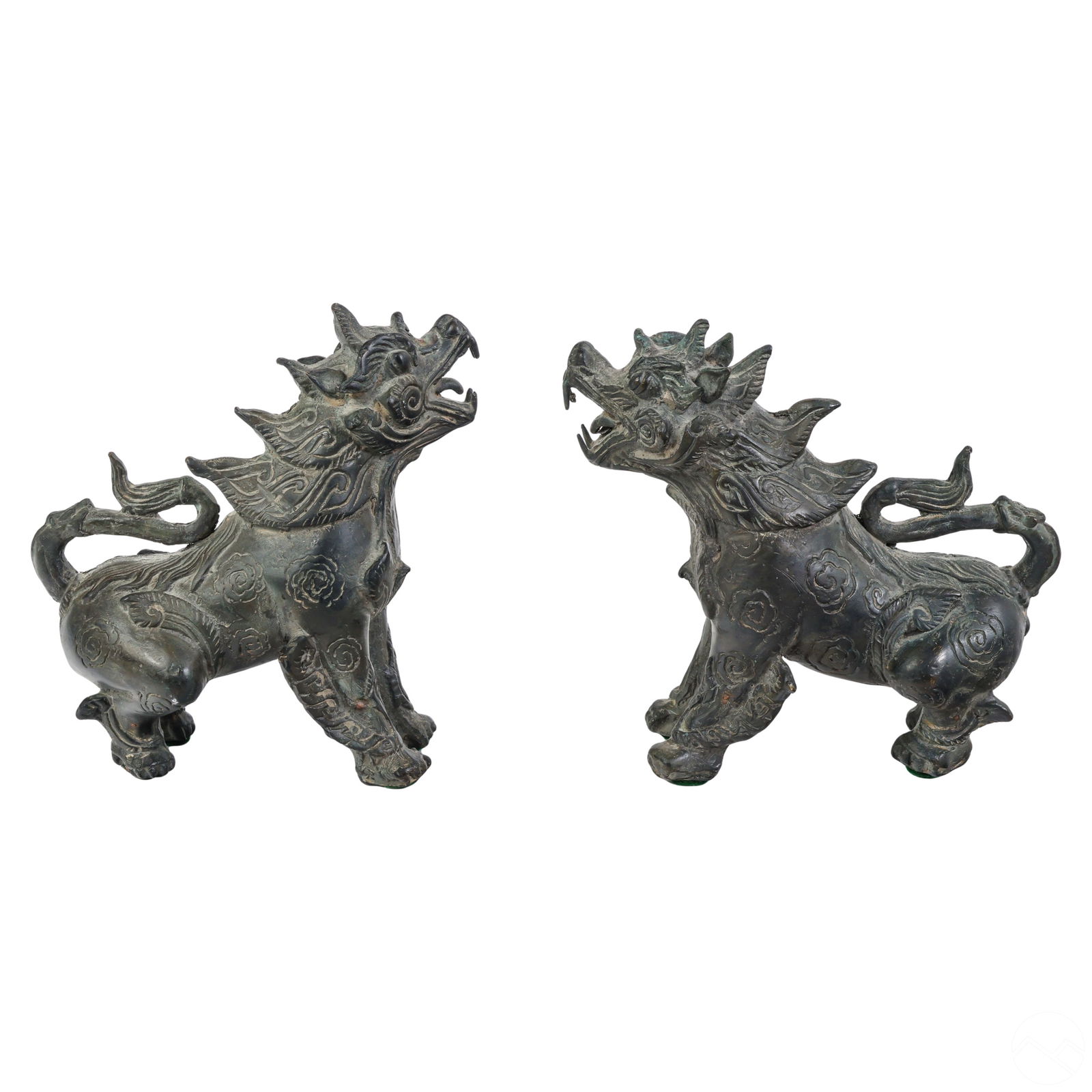 CHINESE PAIR BRONZE GUARDIAN LION