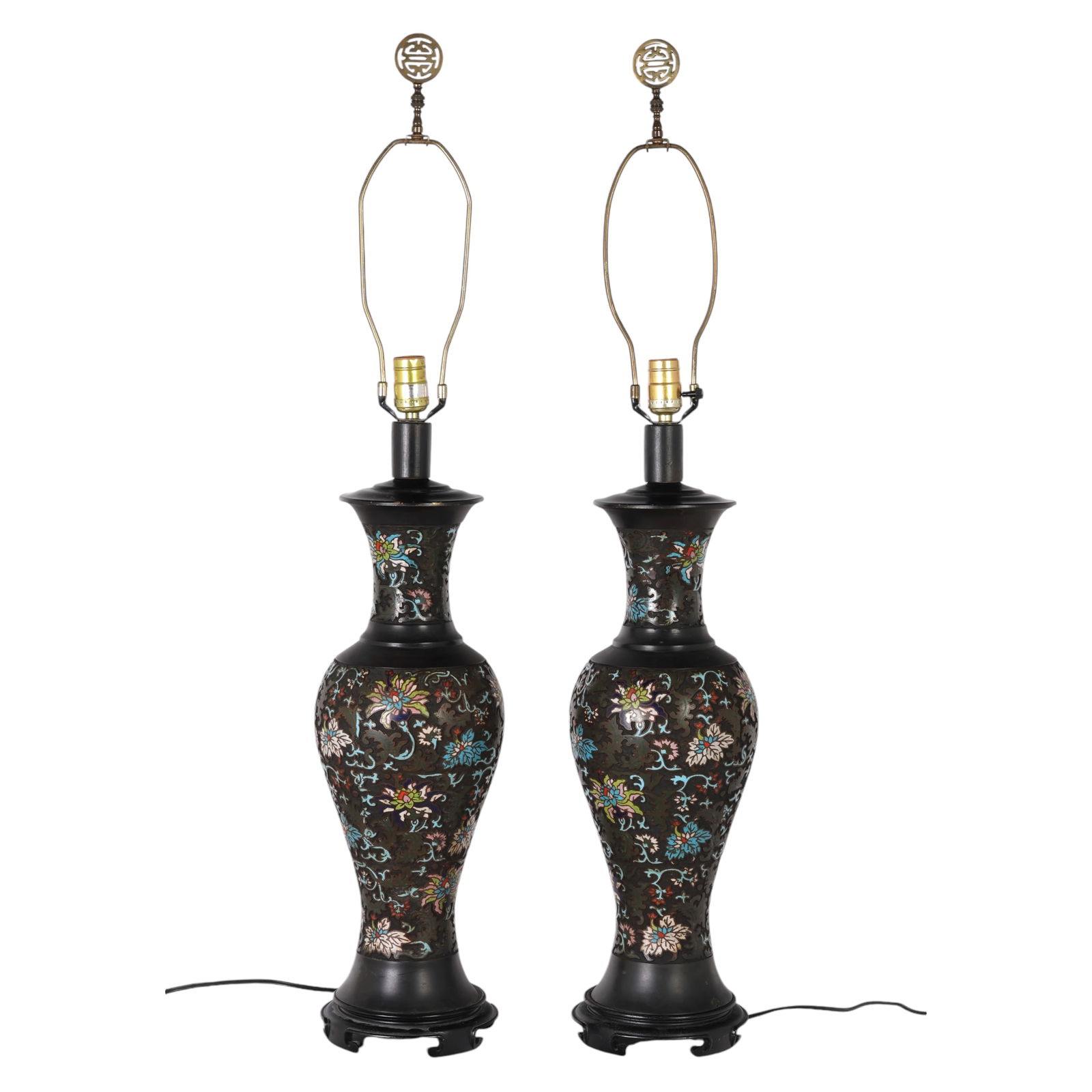 CHINESE PAIR CLOISONNE BALUSTER