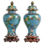 CHINESE PAIR CLOISONNE LIDDED