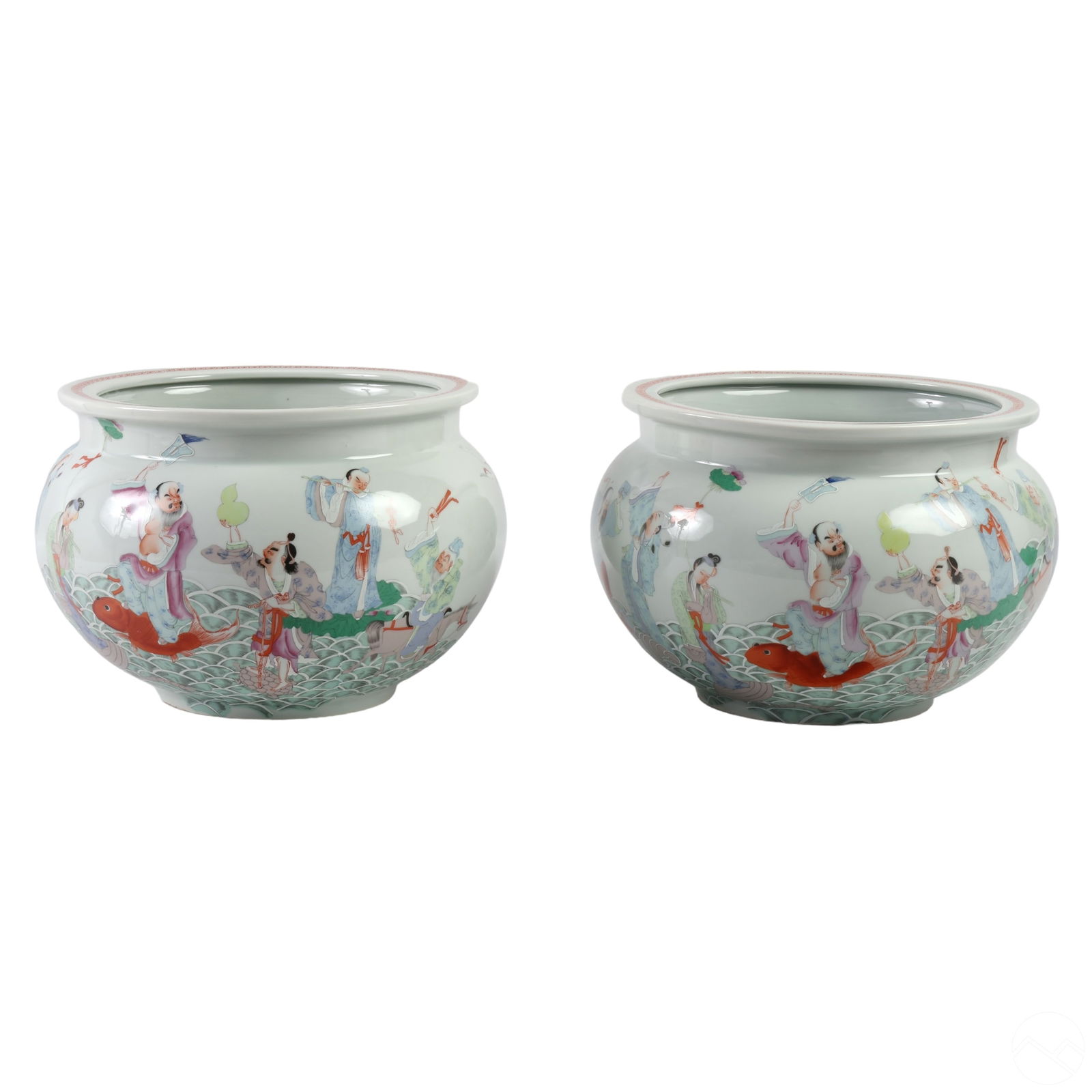 CHINESE PAIR HANDPAINTED FISHBOWL