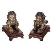 CHINESE PAIR OF ENAMELED SILVE