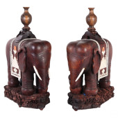 CHINESE PAIR OF WOODEN TEMPLE