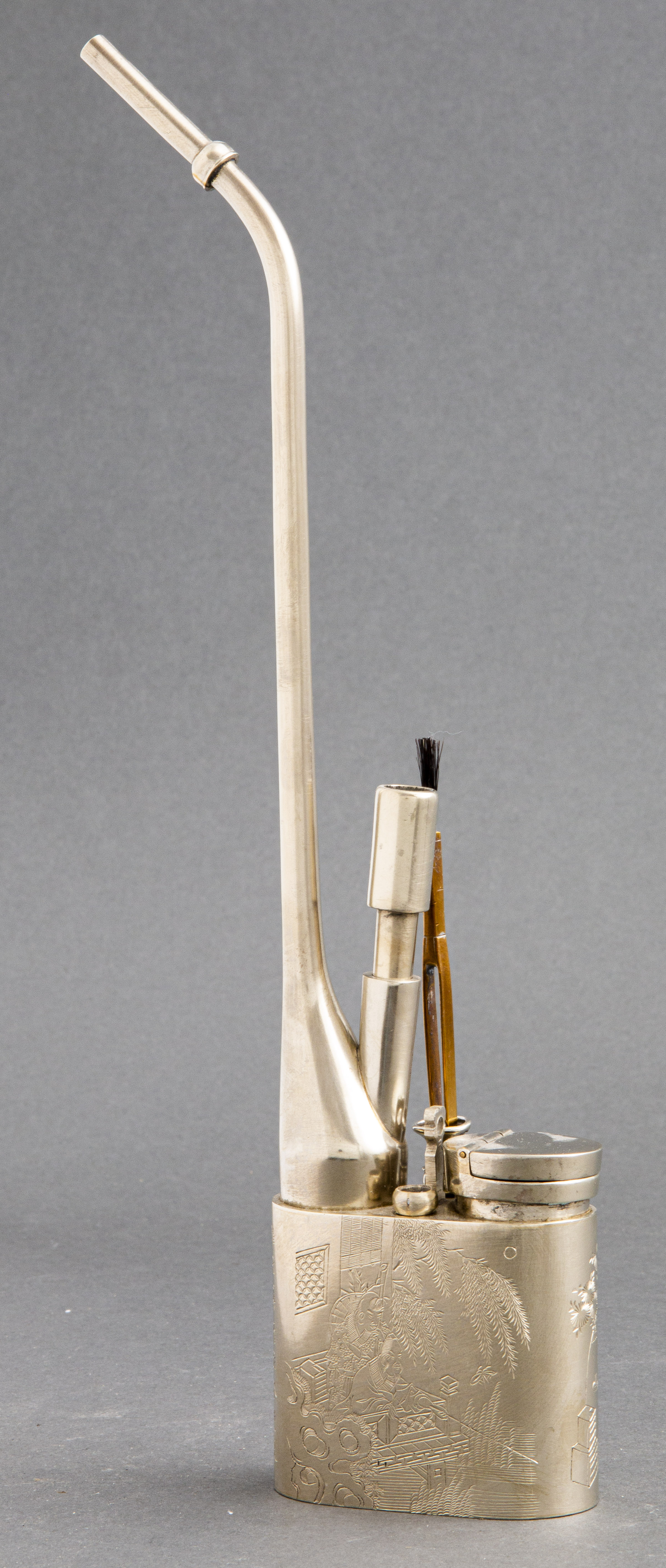 CHINESE PAKTONG ENGRAVED WATER PIPE