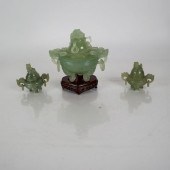 CHINESE PALE GREEN JADE TRIPOD