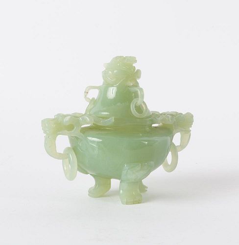 CHINESE PALE GREEN JADEITE TRIPOD