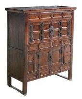 CHINESE PANELED WOOD CABINET W