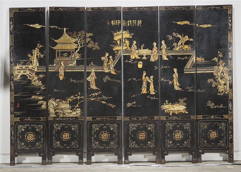 Chinese panted six panel wood