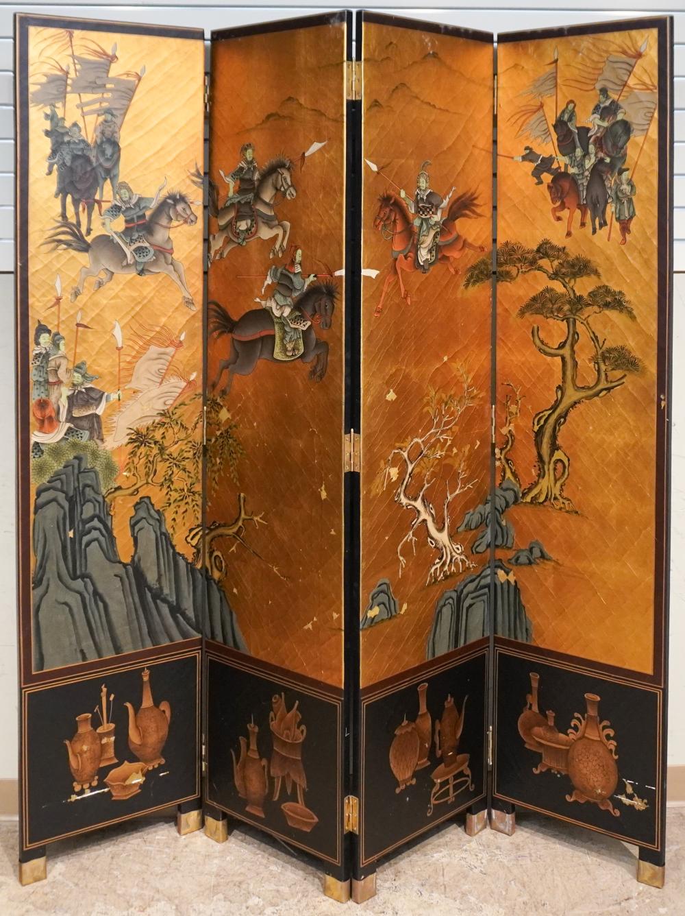 CHINESE PARCEL GILT AND PAINTED