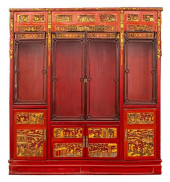 CHINESE PARCEL GILT AND RED LA