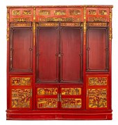 CHINESE PARCEL GILT AND RED LA