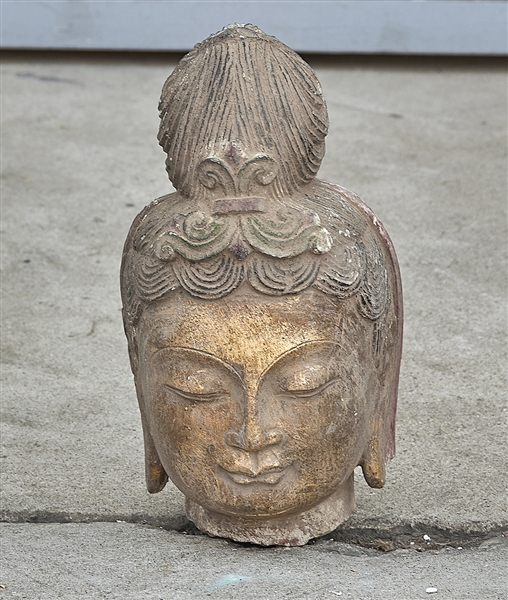 Chinese parcel-gilt carved stone