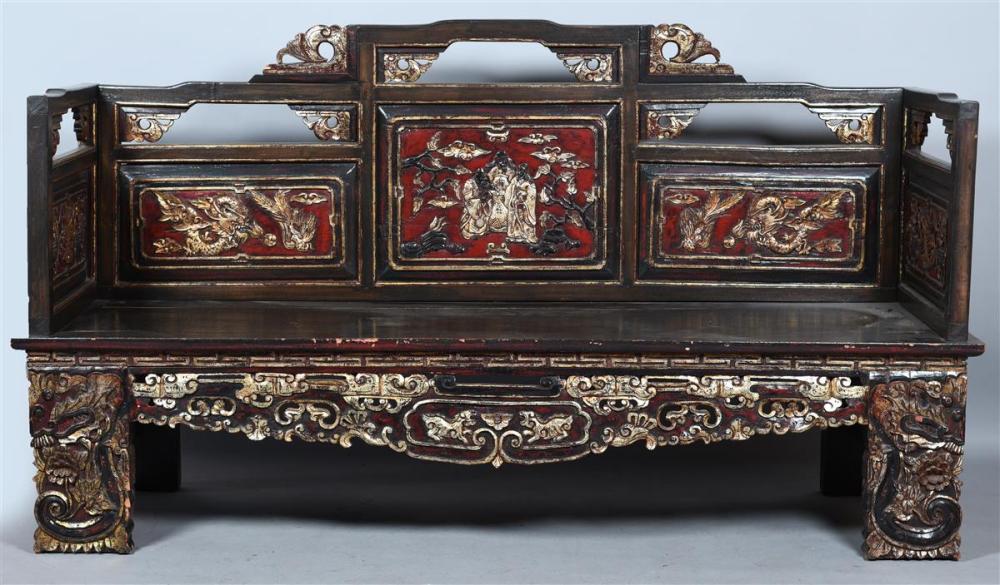 CHINESE PARCEL-GILT HARDWOOD