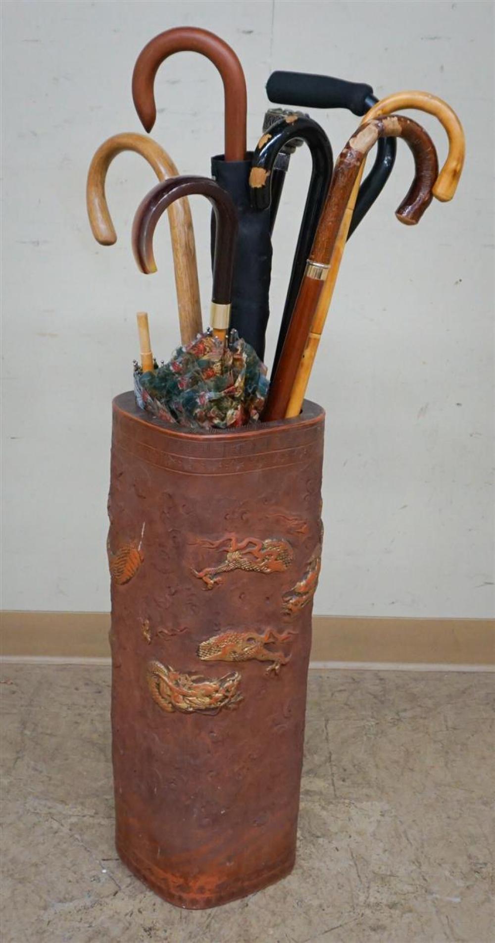 CHINESE PARCEL GILT RED GLAZED