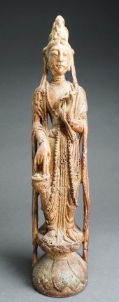 CHINESE PARTIAL GILT AND PAINT
