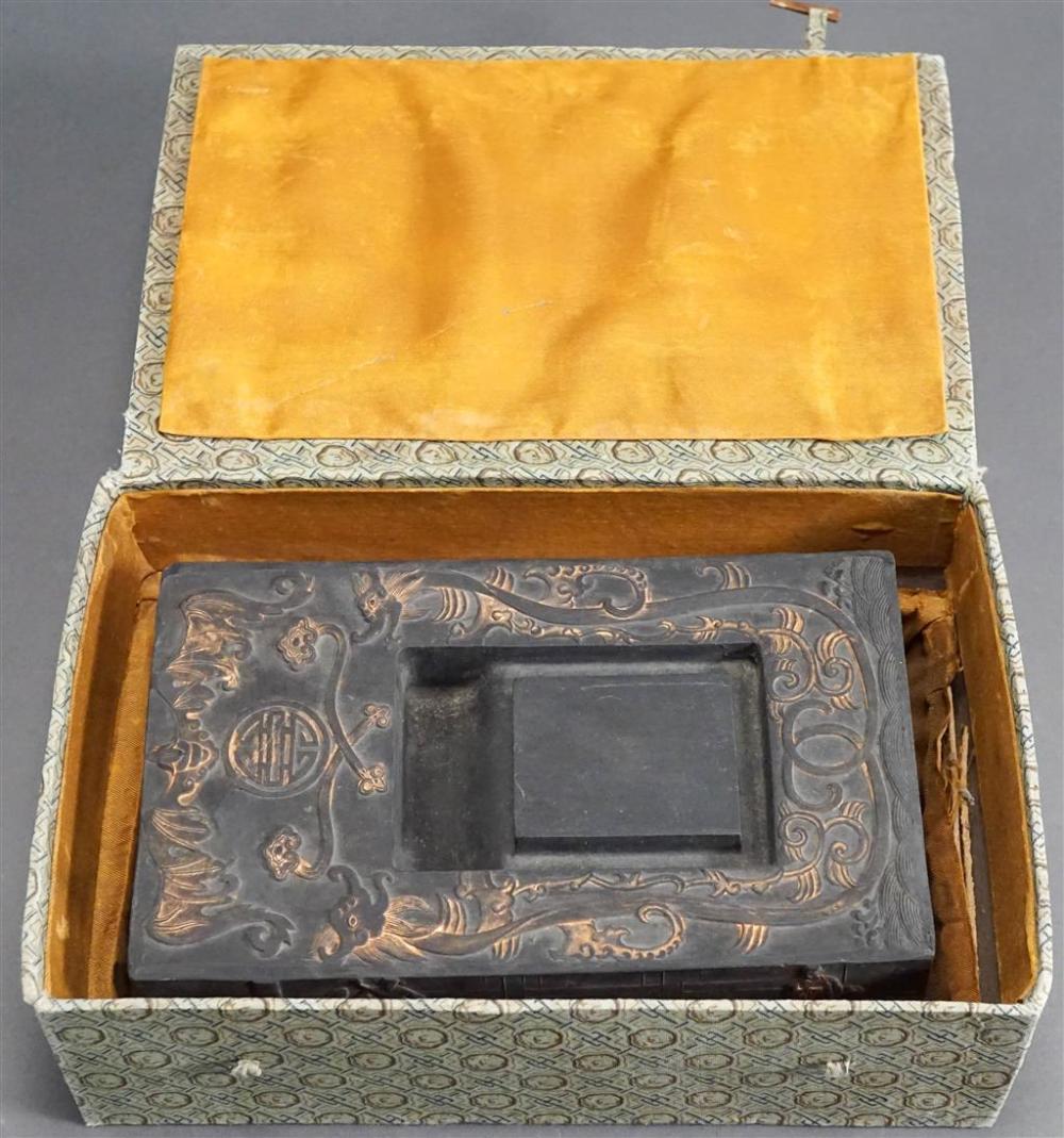 CHINESE PARTIAL GILT INKSTONE,