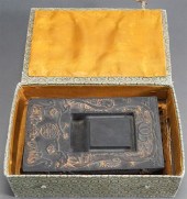 CHINESE PARTIAL GILT INKSTONE,