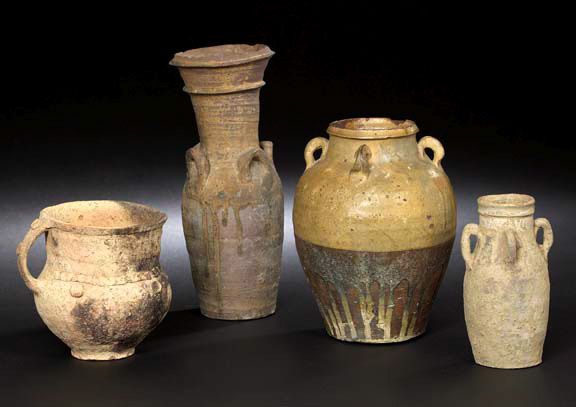 Chinese Partial Glazed Storage Jar,