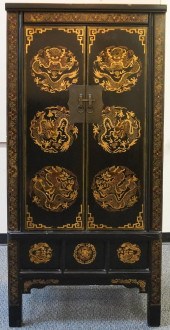 CHINESE PARTIAL RED AND GILT D