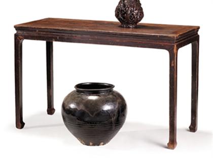 Chinese partially black lacquered