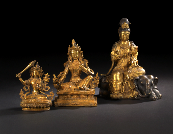 Chinese Partially Gilt Figure of