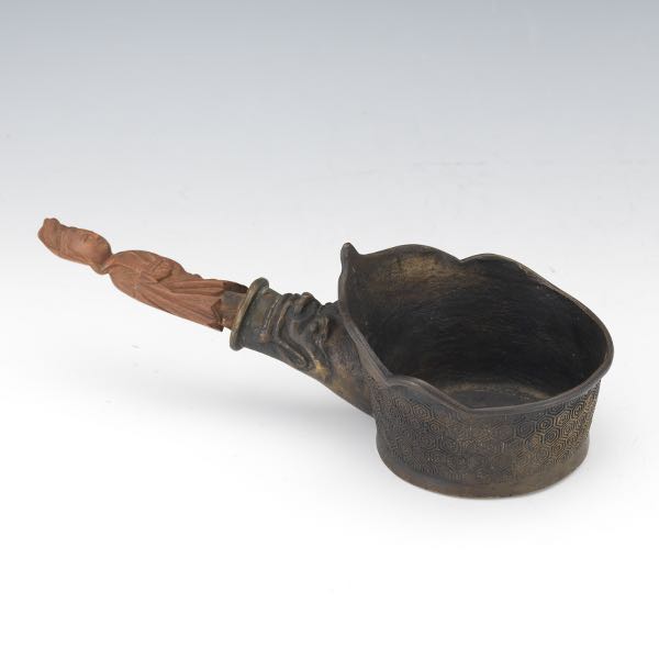 CHINESE PATINATED BRONZE AND CARVED