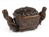 CHINESE PATINATED BRONZE COVER