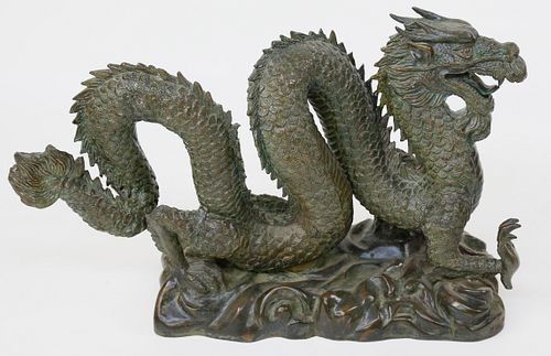 CHINESE PATINATED BRONZE DRAGON