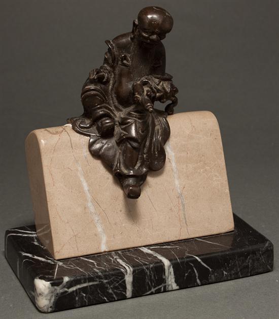 Chinese patinated bronze figure