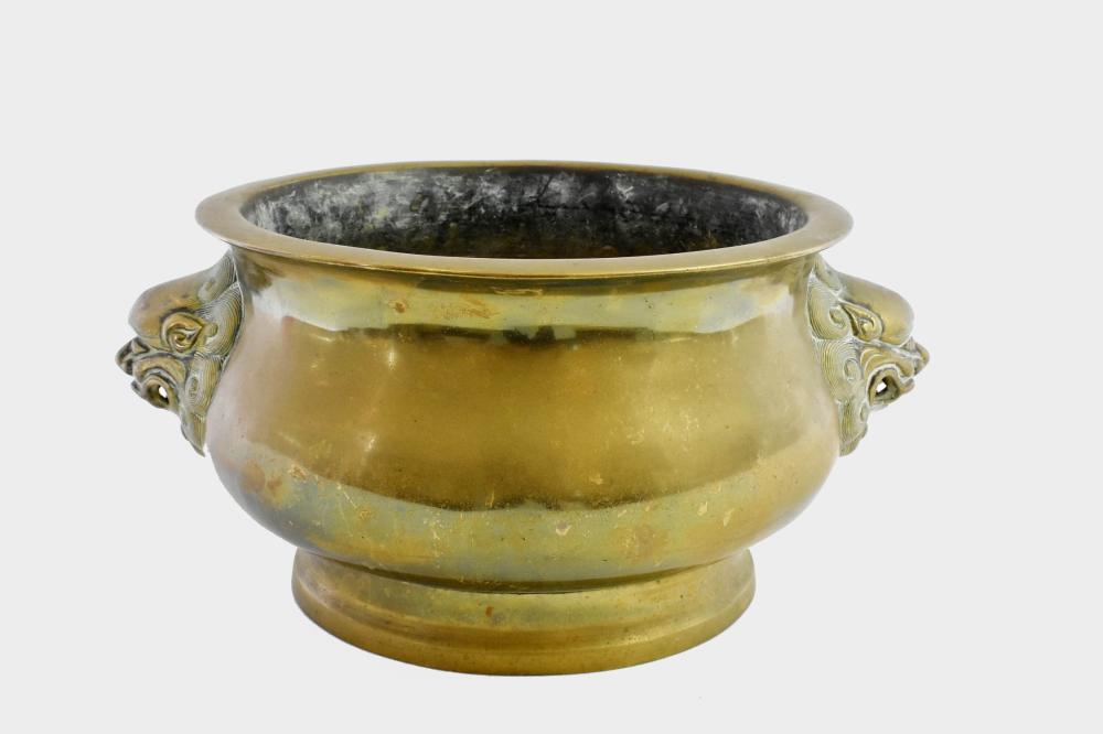 CHINESE PATINATED BRONZE GILT