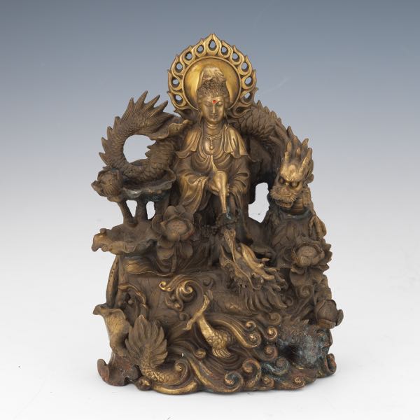 CHINESE PATINATED BRONZE GROUPING