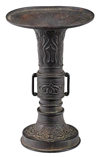 CHINESE PATINATED BRONZE GU