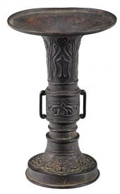 CHINESE PATINATED BRONZE GU VA