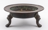 CHINESE PATINATED BRONZE TRIPO