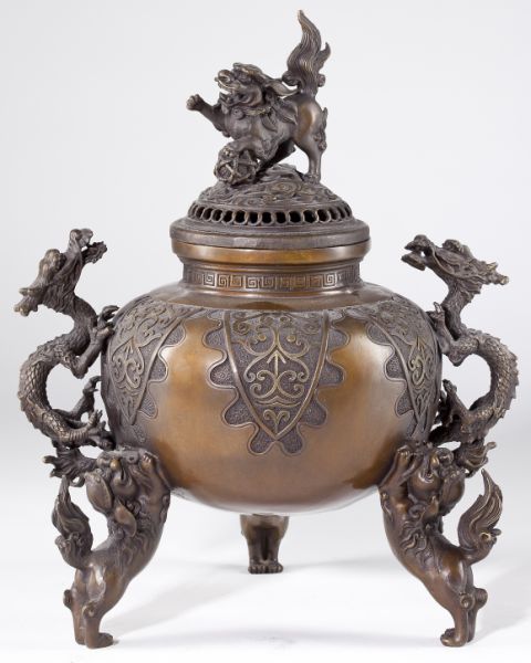Chinese Patinated Bronze Tripod