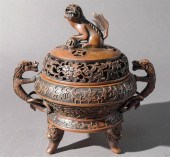 CHINESE PATINATED METAL CENSOR