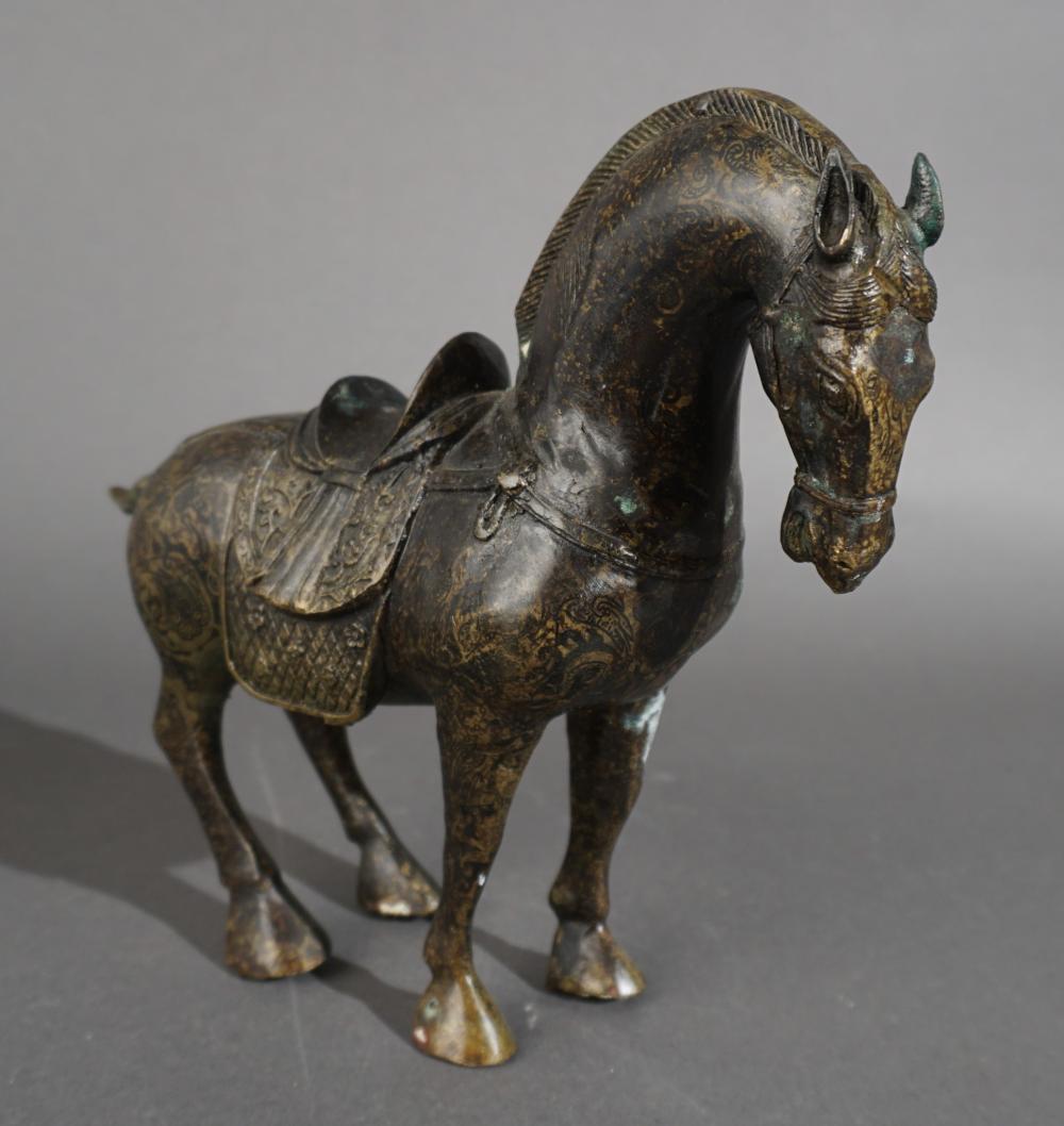 CHINESE PATINATED METAL FIGURE OF A