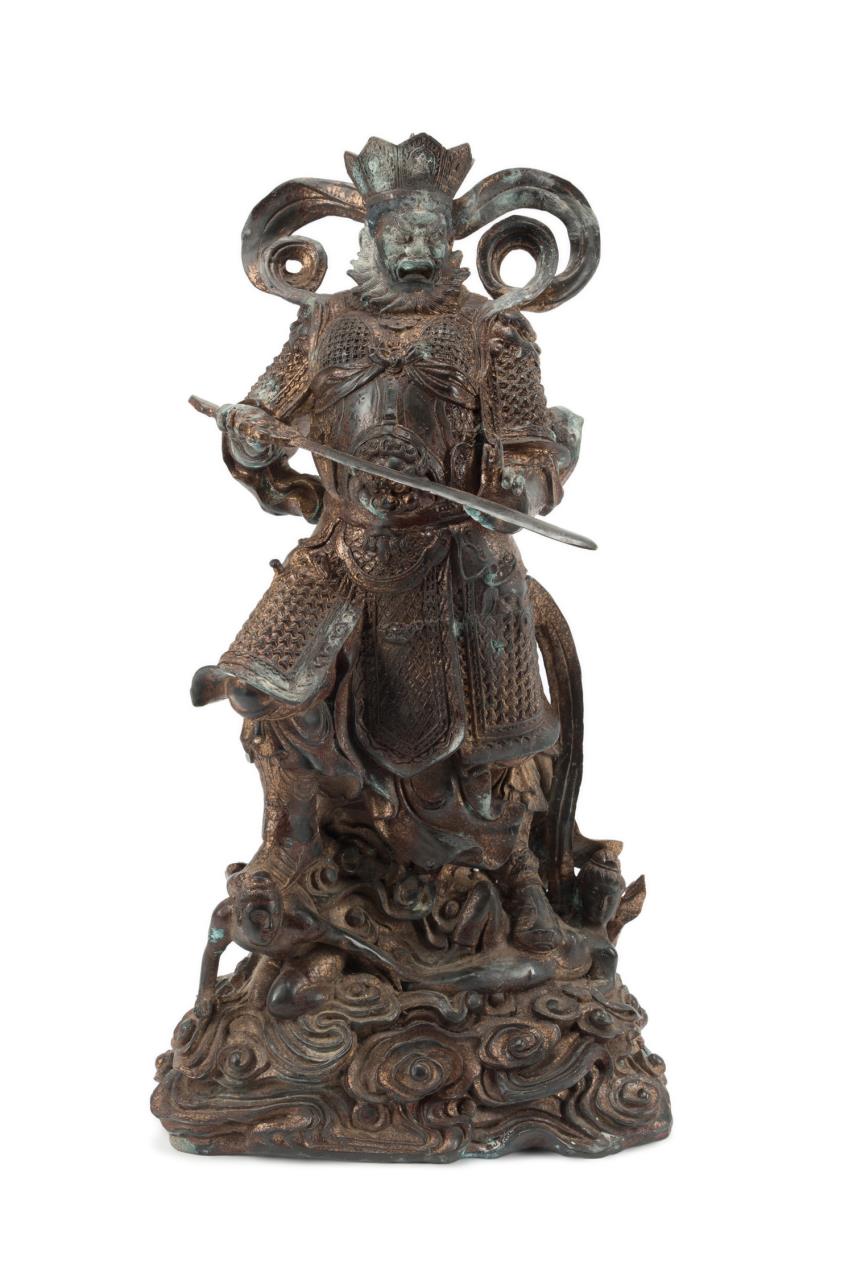 CHINESE PATINATED & PARCEL GILT