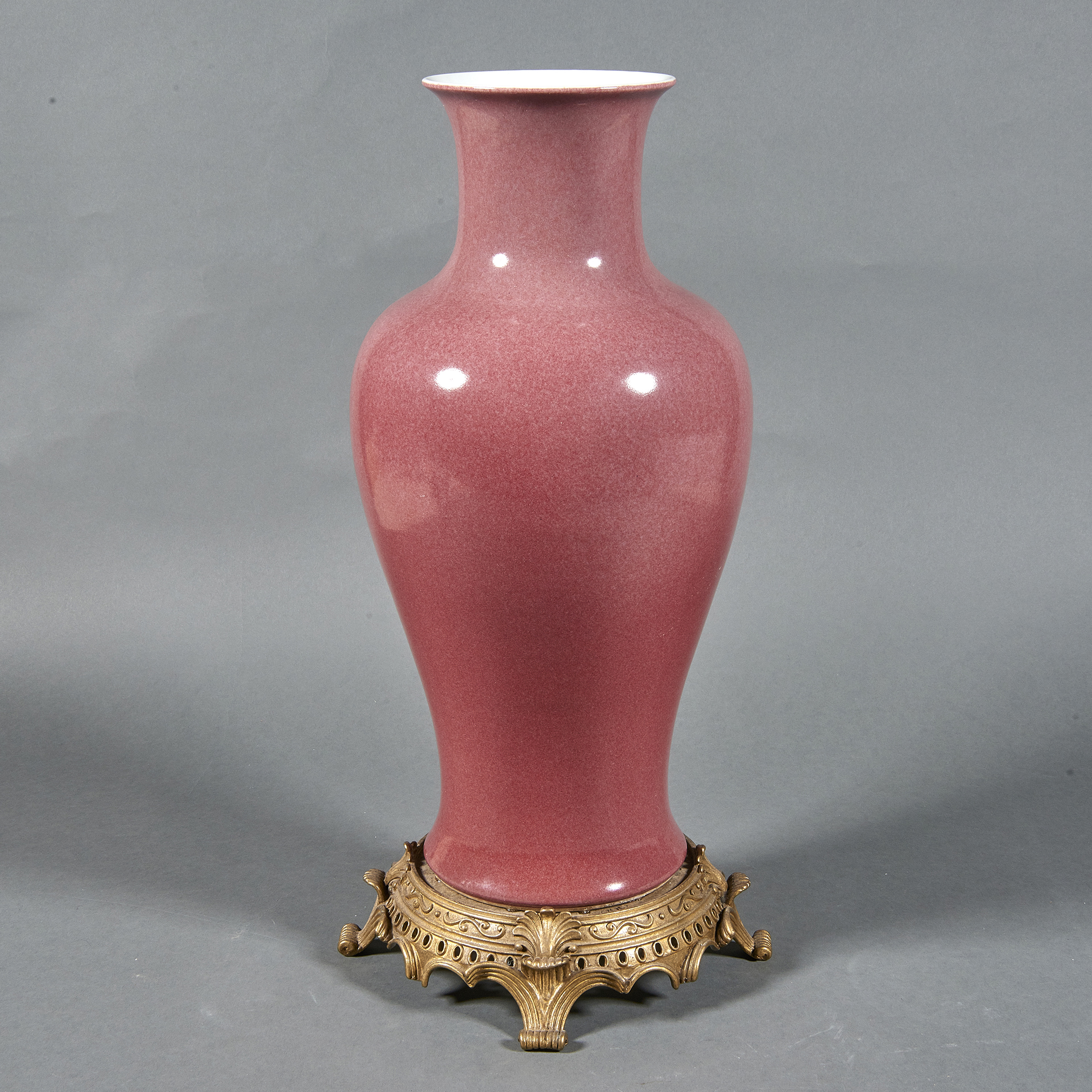 CHINESE PEACH BLOOM GLAZED BALUSTER