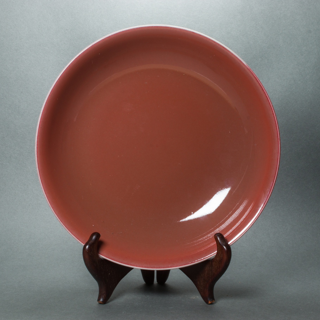 CHINESE PEACH-BLOOM GLAZED SAUCER
