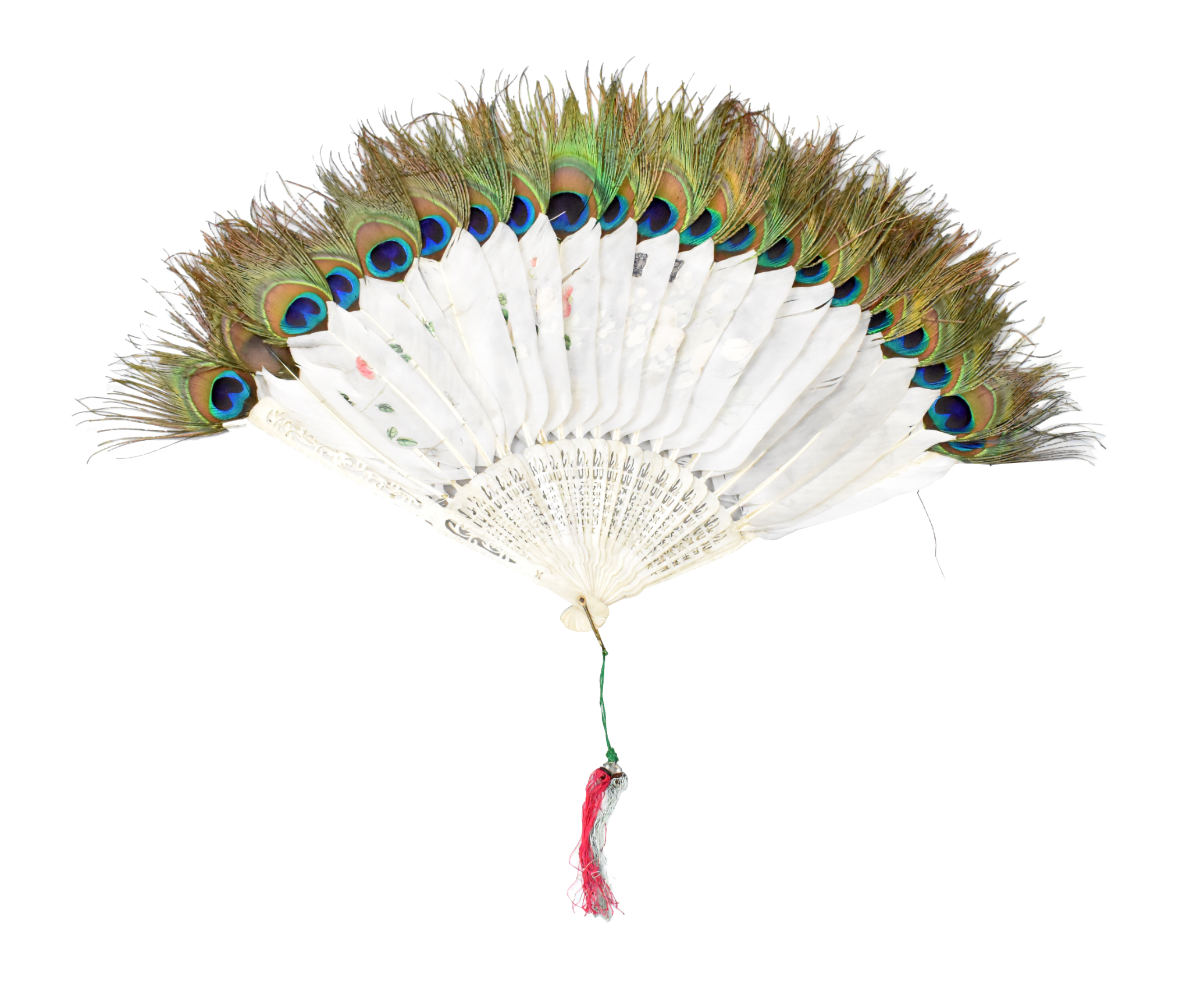 CHINESE PEACOCK FEATHER PAINTED FAN