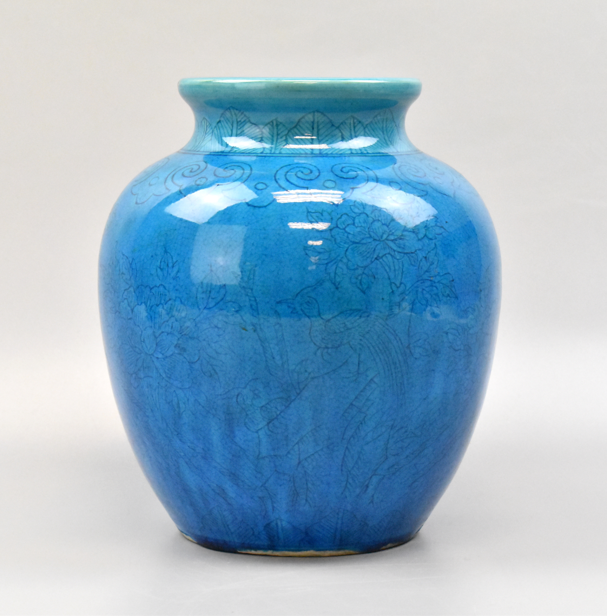 CHINESE PEACOCK GLAZED JAR,ROC
