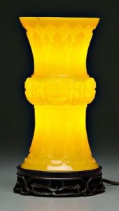 Chinese Peking glass gu vase,